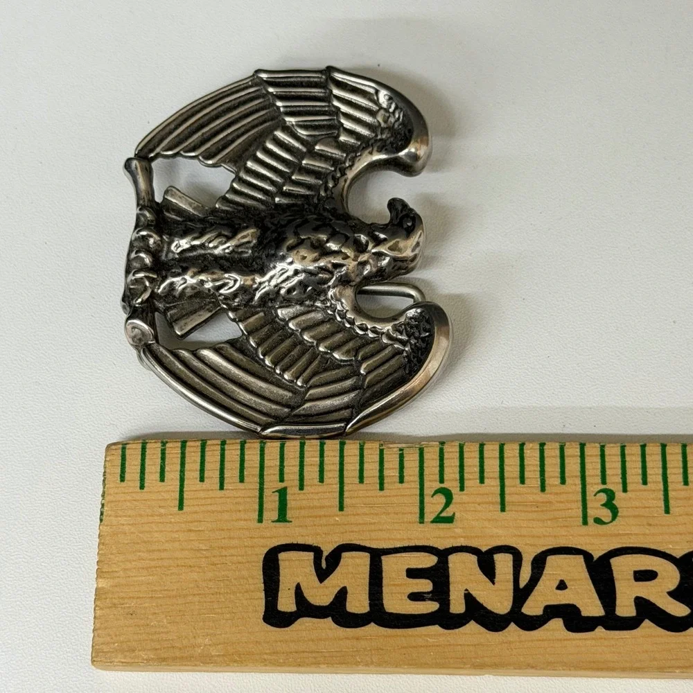 Vintage Silver Tone American Eagle Belt Buckle Patriotic Biker Western Avon